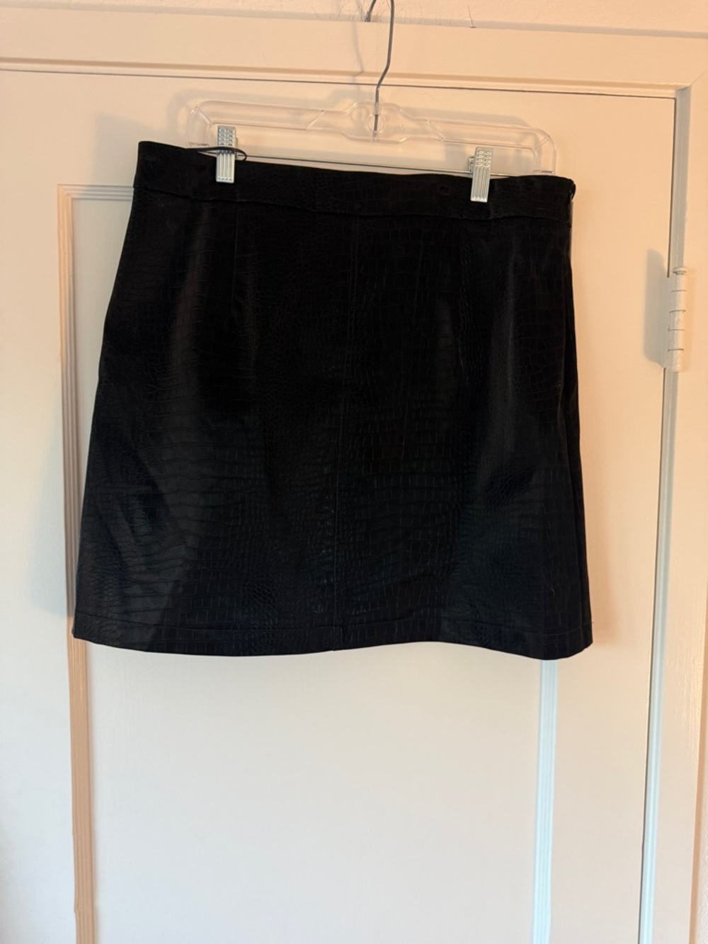 French Connection Black Mini Skirt with Subtle Croc Texture